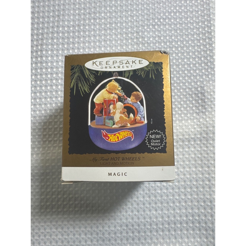 Hallmark Ornament My First Hot Wheels 1995 Blue Good Light Motion Magic Vintage